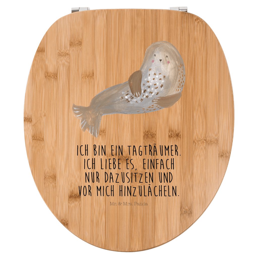 Motiv WC Sitz Robbe lachend Klobrille, Klodeckel, Toilettendeckel, WC-Sitz, Toilette, Tiermotive, Gute Laune, lustige Sprüche, Tiere, Robbe, Robben, Seehund, Strand, Meerestier, Ostsee, Nordsee