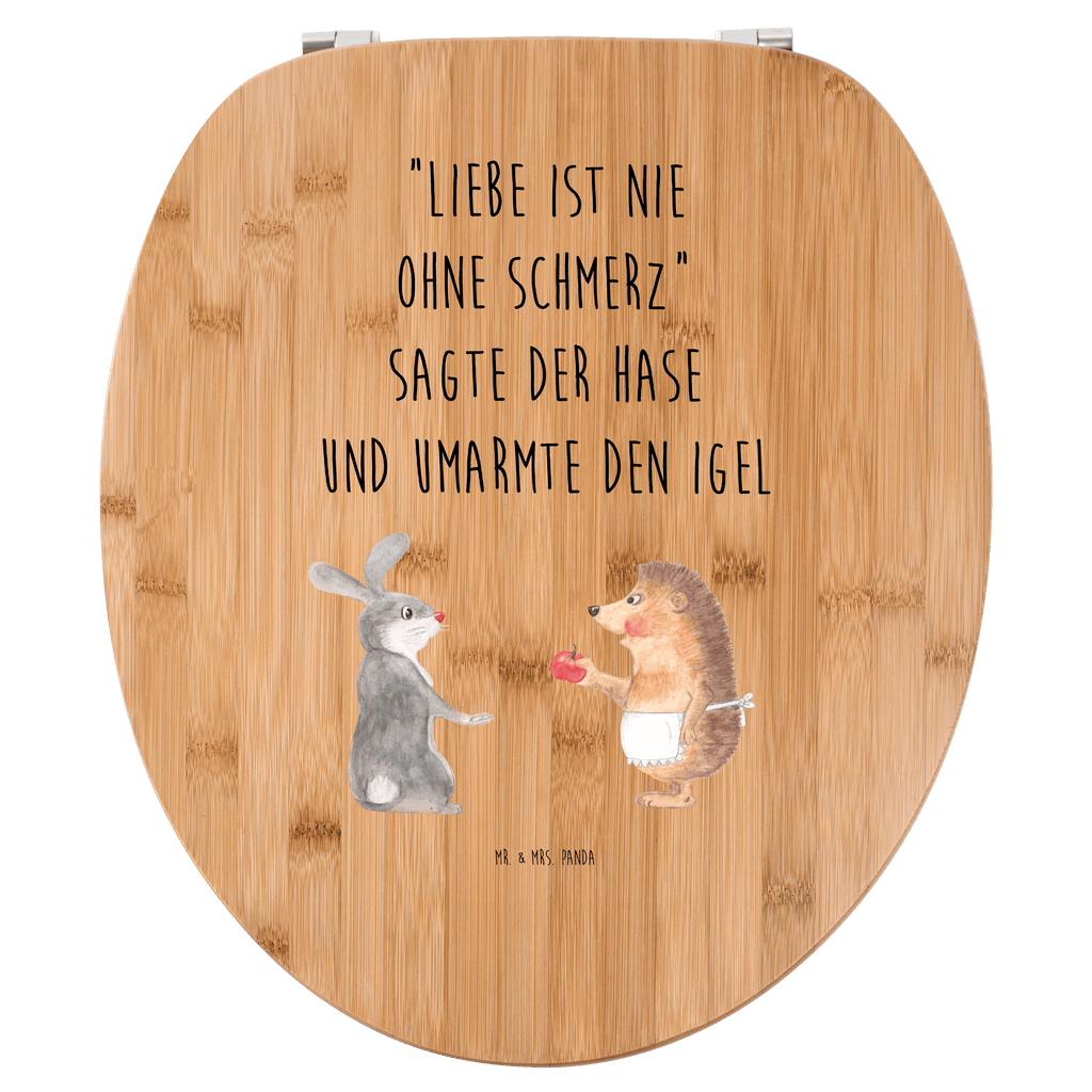 Motiv WC Sitz Liebe ist nie ohne Schmerz Klobrille, Klodeckel, Toilettendeckel, WC-Sitz, Toilette, Tiermotive, Gute Laune, lustige Sprüche, Tiere, Igel und Hase, Igel, Hase, Liebe Spruch, Liebeskummer Geschenk, Herzschmerz, Trösten, Trennungsschmerz, Spruch romantisch