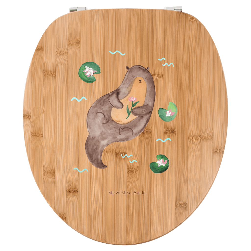 Motiv WC Sitz Otter mit Seerose Klobrille, Klodeckel, Toilettendeckel, WC-Sitz, Toilette, Otter, Fischotter, Seeotter, Otter Seeotter See Otter