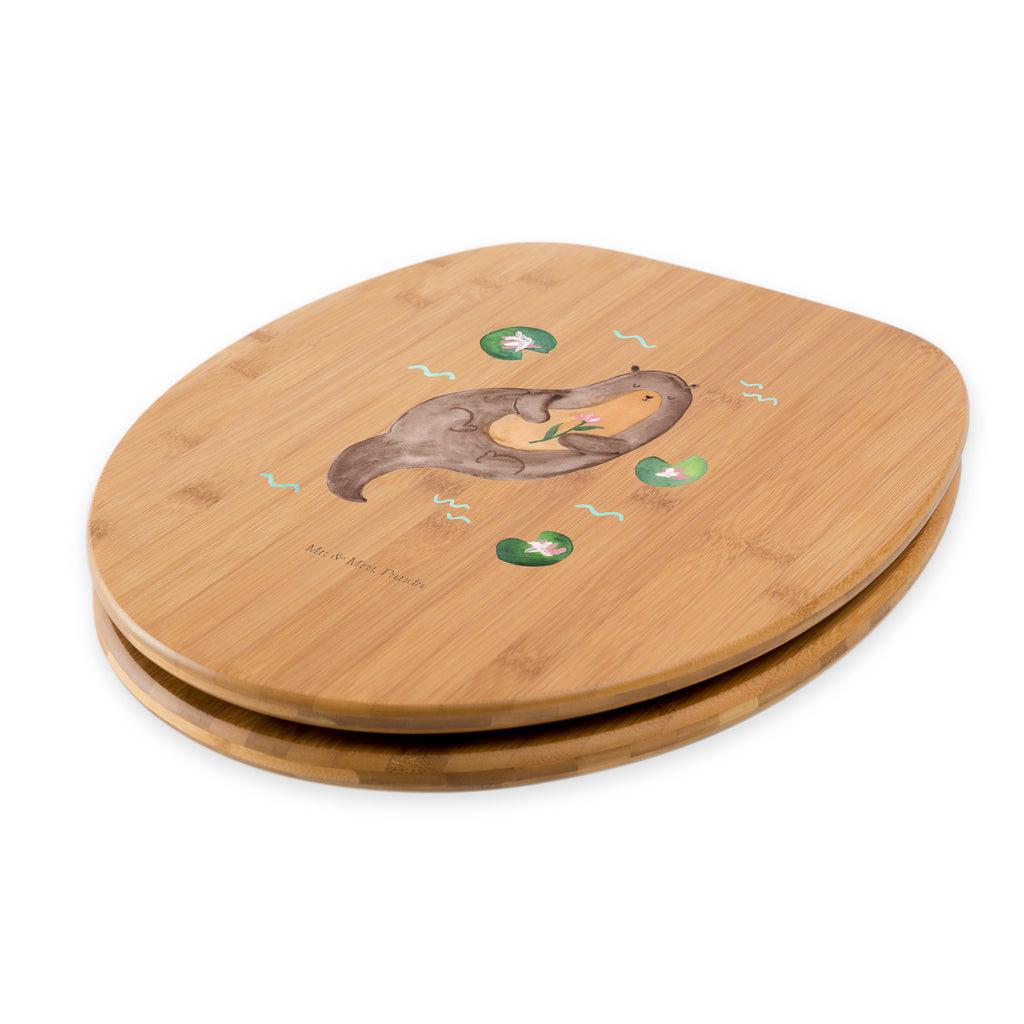Motiv WC Sitz Otter mit Seerose Klobrille, Klodeckel, Toilettendeckel, WC-Sitz, Toilette, Otter, Fischotter, Seeotter, Otter Seeotter See Otter