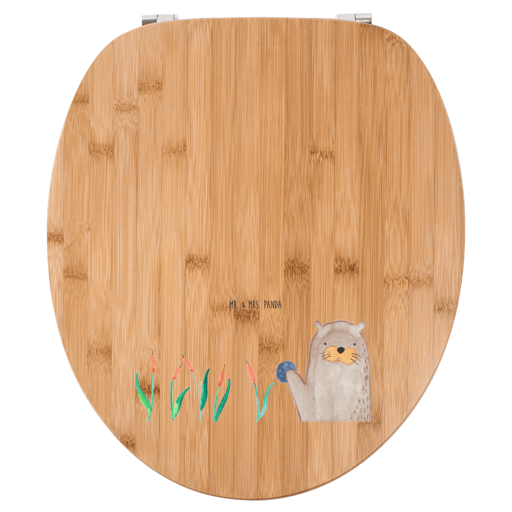 Motiv WC Sitz Otter mit Stein Klobrille, Klodeckel, Toilettendeckel, WC-Sitz, Toilette, Otter, Fischotter, Seeotter, Otter Seeotter See Otter