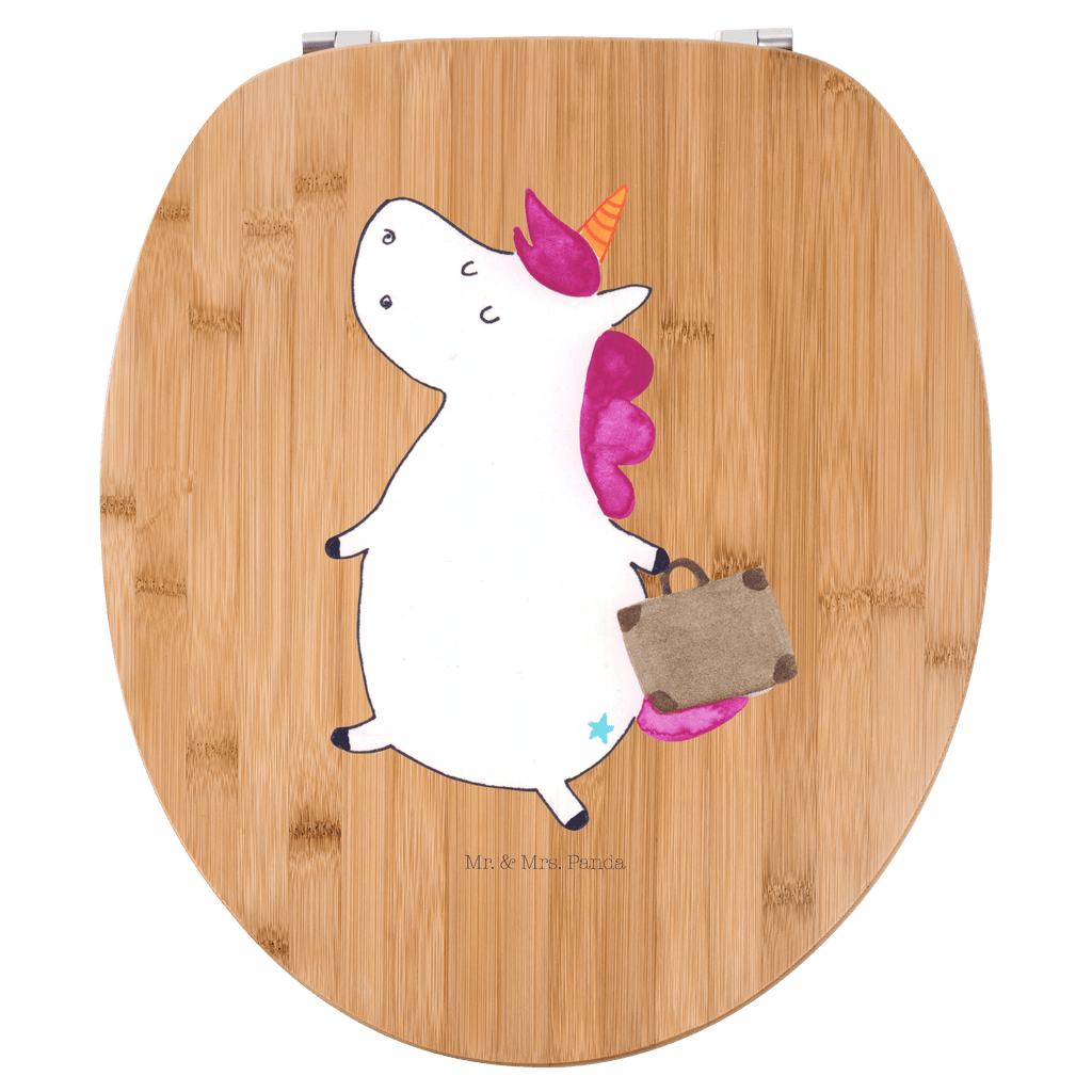 Motiv WC Sitz Einhorn Koffer Klobrille, Klodeckel, Toilettendeckel, WC-Sitz, Toilette, Einhorn, Einhörner, Einhorn Deko, Pegasus, Unicorn, unicorn, Koffer, Verreisen, Reise, Gepäck, Abenteuer, Erwachsen, Kind, albern, Spaß, lustig, witzig