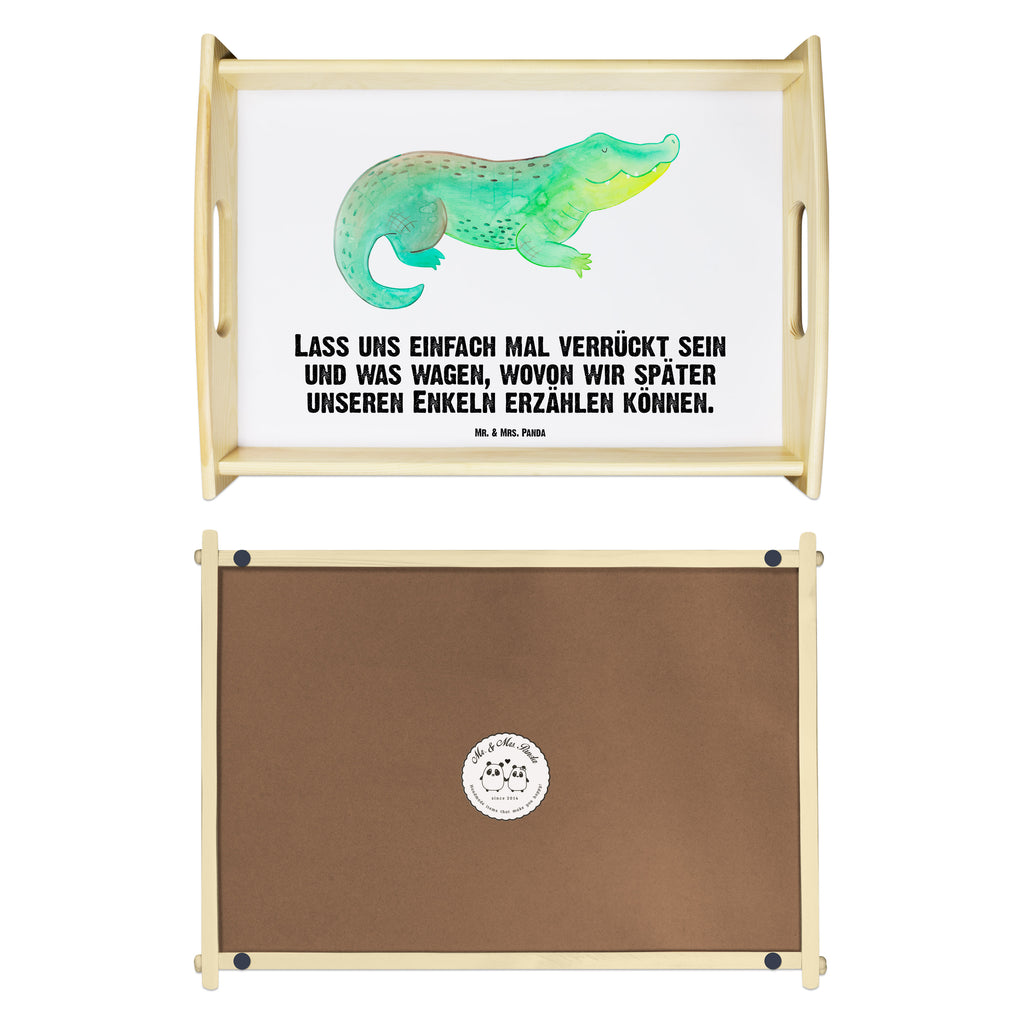 Serviertablett Krokodil Tablett, Holztablett, Küchentablett, Dekotablett, Frühstückstablett, Meerestiere, Meer, Urlaub, Krokodil, Krokodile, verrückt sein, spontan sein, Abenteuerlust, Reiselust, Freundin, beste Freundin, Lieblingsmensch