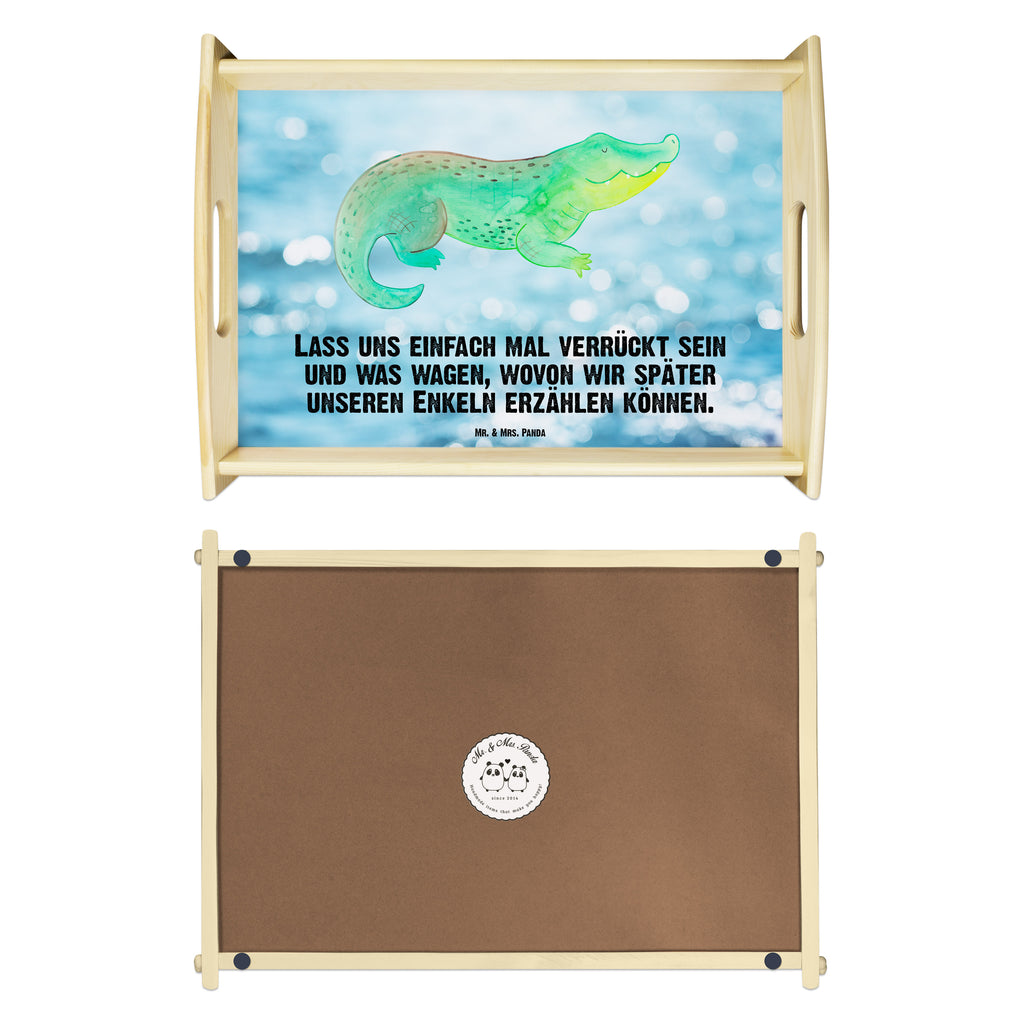 Serviertablett Krokodil Tablett, Holztablett, Küchentablett, Dekotablett, Frühstückstablett, Meerestiere, Meer, Urlaub, Krokodil, Krokodile, verrückt sein, spontan sein, Abenteuerlust, Reiselust, Freundin, beste Freundin, Lieblingsmensch