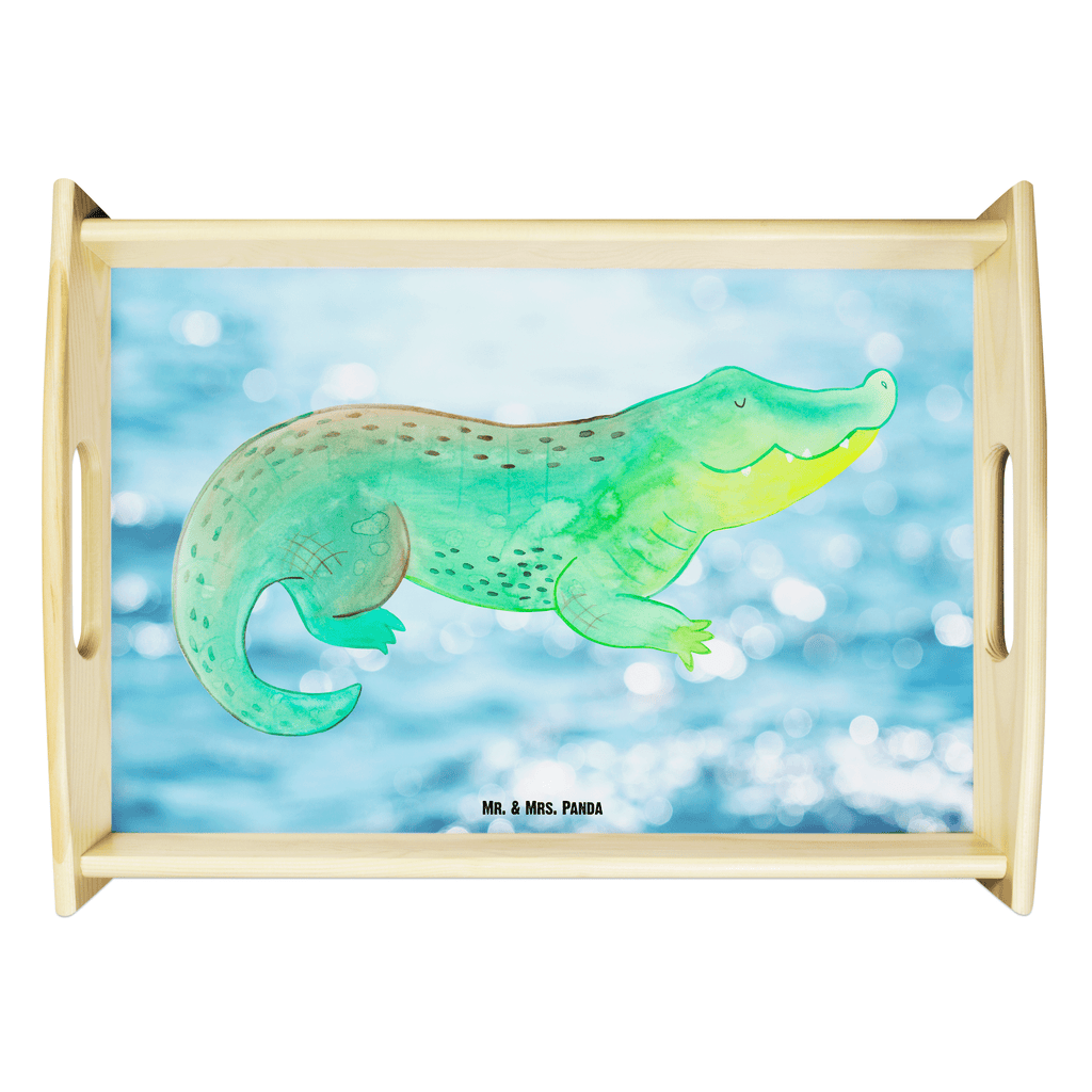 Serviertablett Krokodil Tablett, Holztablett, Küchentablett, Dekotablett, Frühstückstablett, Meerestiere, Meer, Urlaub, Krokodil, Krokodile, verrückt sein, spontan sein, Abenteuerlust, Reiselust, Freundin, beste Freundin, Lieblingsmensch