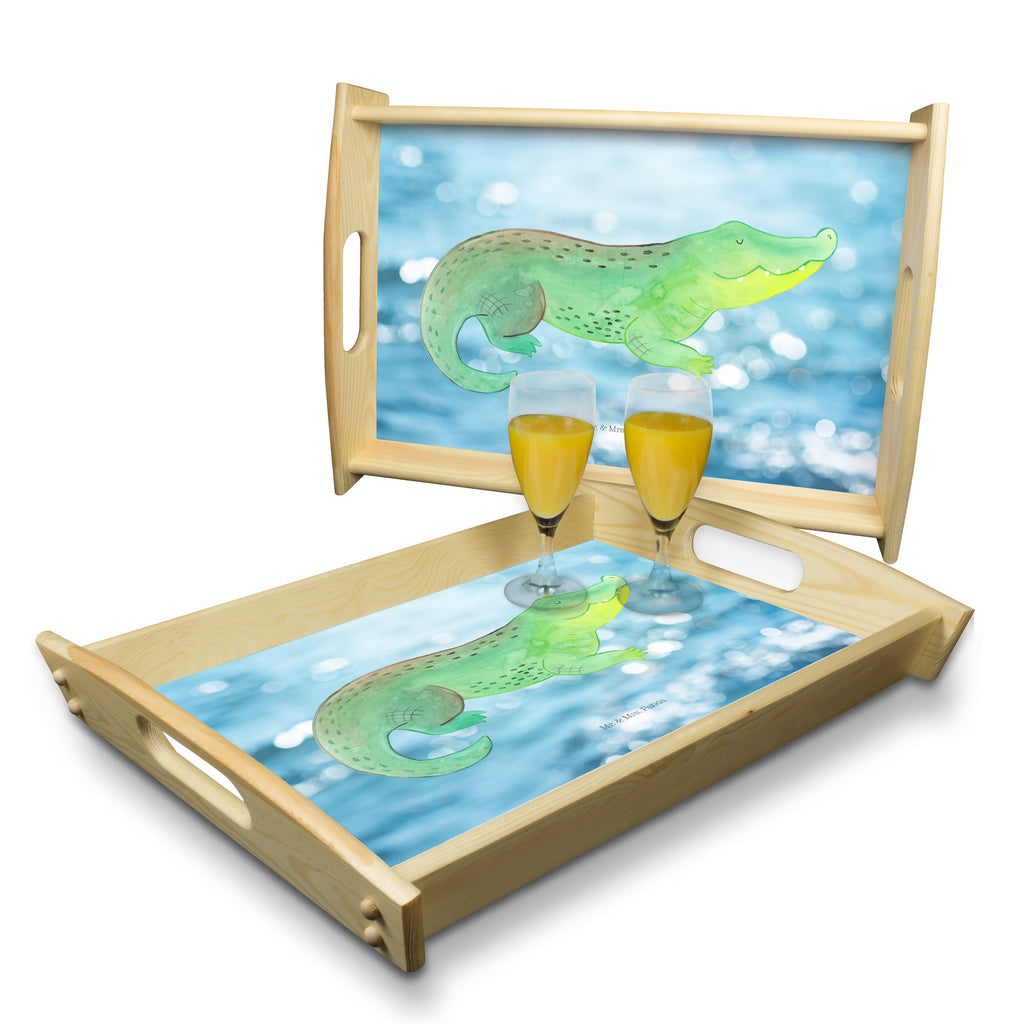 Serviertablett Krokodil Tablett, Holztablett, Küchentablett, Dekotablett, Frühstückstablett, Meerestiere, Meer, Urlaub, Krokodil, Krokodile, verrückt sein, spontan sein, Abenteuerlust, Reiselust, Freundin, beste Freundin, Lieblingsmensch