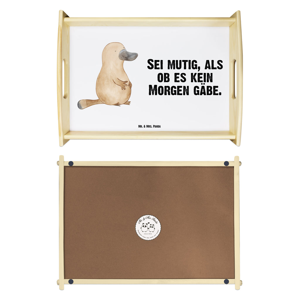 Serviertablett Schnabeltier mutig Tablett, Holztablett, Küchentablett, Dekotablett, Frühstückstablett, Meerestiere, Meer, Urlaub, Schnabeltier, Mut, mutig, Lebensweisheit, Schnabeltiere, Motivation, Training, Büro, Arbeit, Neuanfang, Neustart, Weltreise, Raodtrip