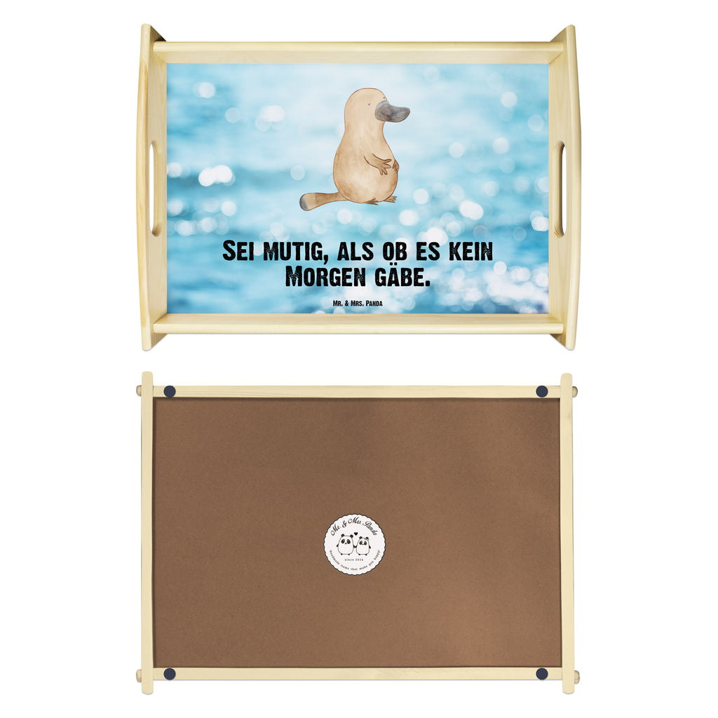 Serviertablett Schnabeltier mutig Tablett, Holztablett, Küchentablett, Dekotablett, Frühstückstablett, Meerestiere, Meer, Urlaub, Schnabeltier, Mut, mutig, Lebensweisheit, Schnabeltiere, Motivation, Training, Büro, Arbeit, Neuanfang, Neustart, Weltreise, Raodtrip