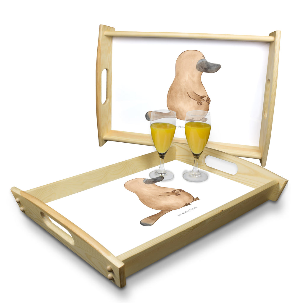 Serviertablett Schnabeltier mutig Tablett, Holztablett, Küchentablett, Dekotablett, Frühstückstablett, Meerestiere, Meer, Urlaub, Schnabeltier, Mut, mutig, Lebensweisheit, Schnabeltiere, Motivation, Training, Büro, Arbeit, Neuanfang, Neustart, Weltreise, Raodtrip