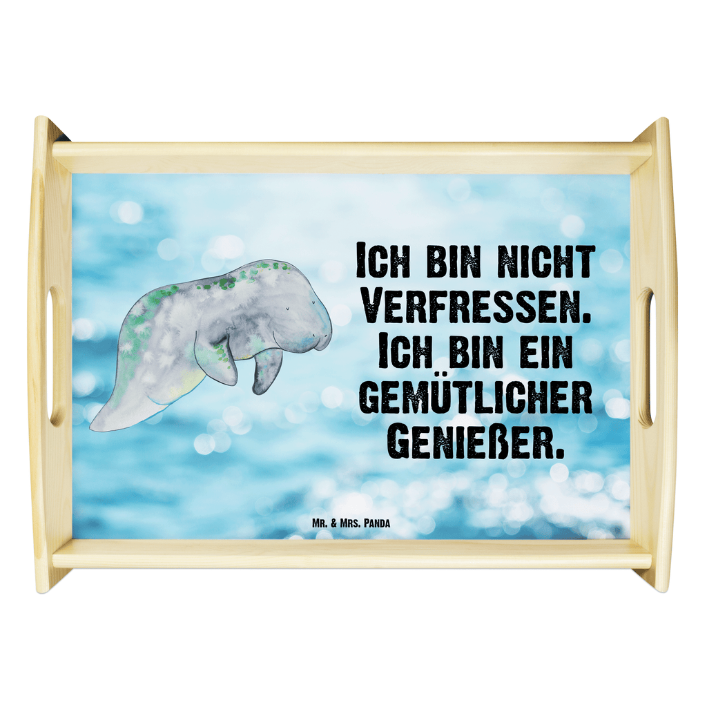 Serviertablett Seekuh chillt Tablett, Holztablett, Küchentablett, Dekotablett, Frühstückstablett, Meerestiere, Meer, Urlaub, Seekuh, Seekühe, Diät, Abnehmen, Zucker, Diätwahn, Essen, Süßigkeiten