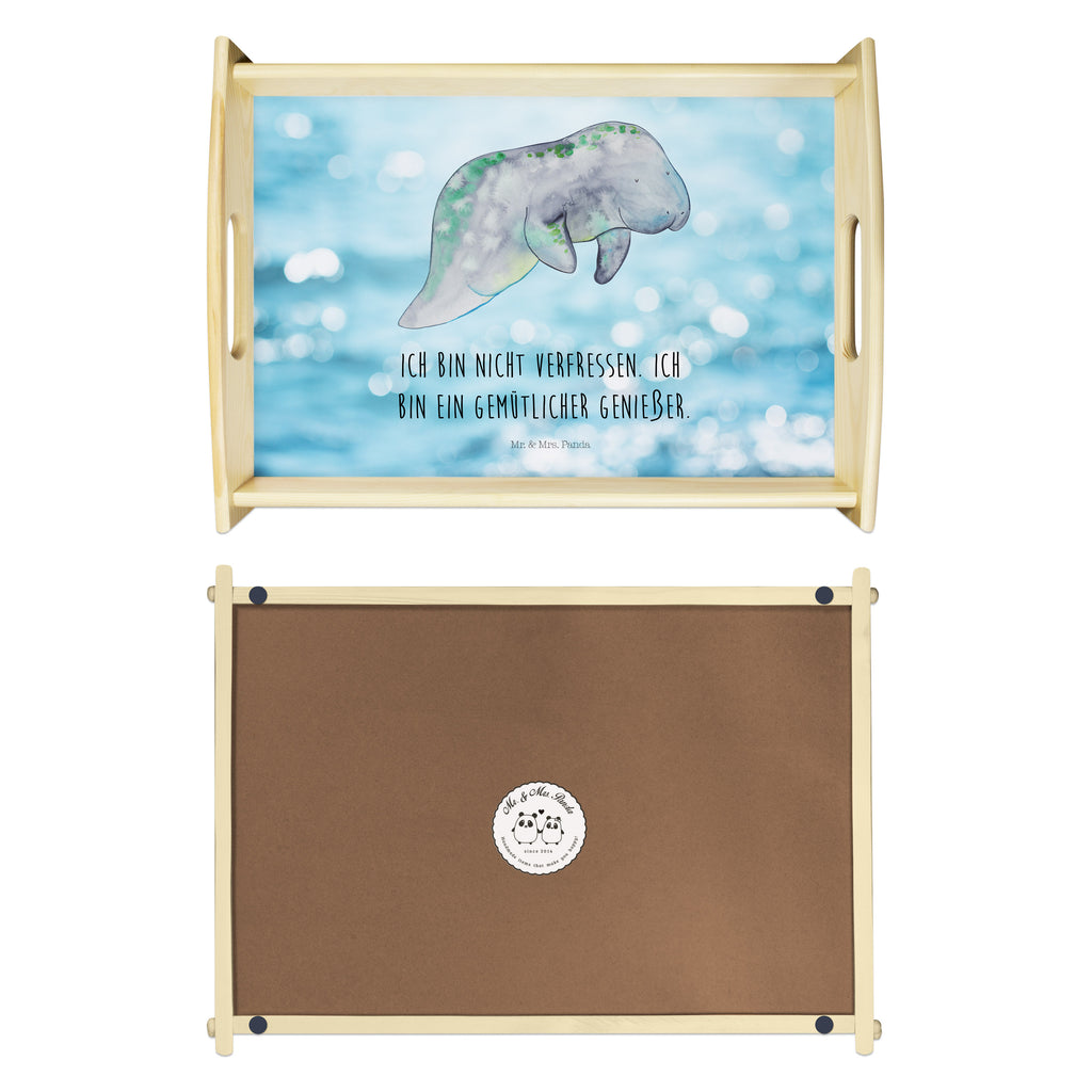 Serviertablett Seekuh chillt Tablett, Holztablett, Küchentablett, Dekotablett, Frühstückstablett, Meerestiere, Meer, Urlaub, Seekuh, Seekühe, Diät, Abnehmen, Zucker, Diätwahn, Essen, Süßigkeiten