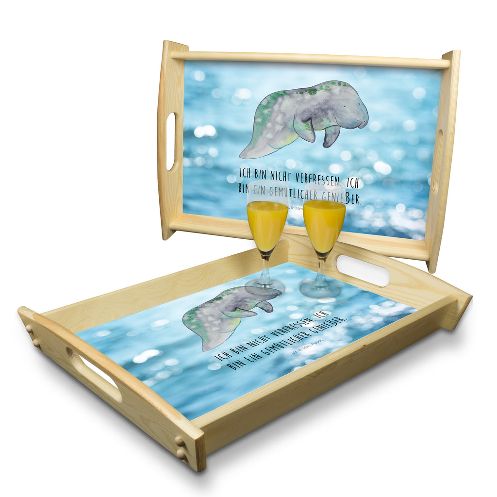 Serviertablett Seekuh chillt Tablett, Holztablett, Küchentablett, Dekotablett, Frühstückstablett, Meerestiere, Meer, Urlaub, Seekuh, Seekühe, Diät, Abnehmen, Zucker, Diätwahn, Essen, Süßigkeiten