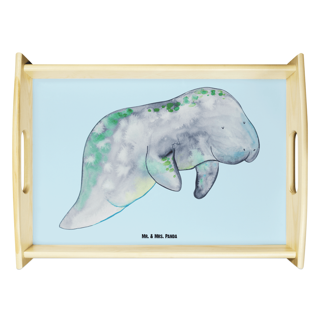 Serviertablett Seekuh chillt Tablett, Holztablett, Küchentablett, Dekotablett, Frühstückstablett, Meerestiere, Meer, Urlaub, Seekuh, Seekühe, Diät, Abnehmen, Zucker, Diätwahn, Essen, Süßigkeiten