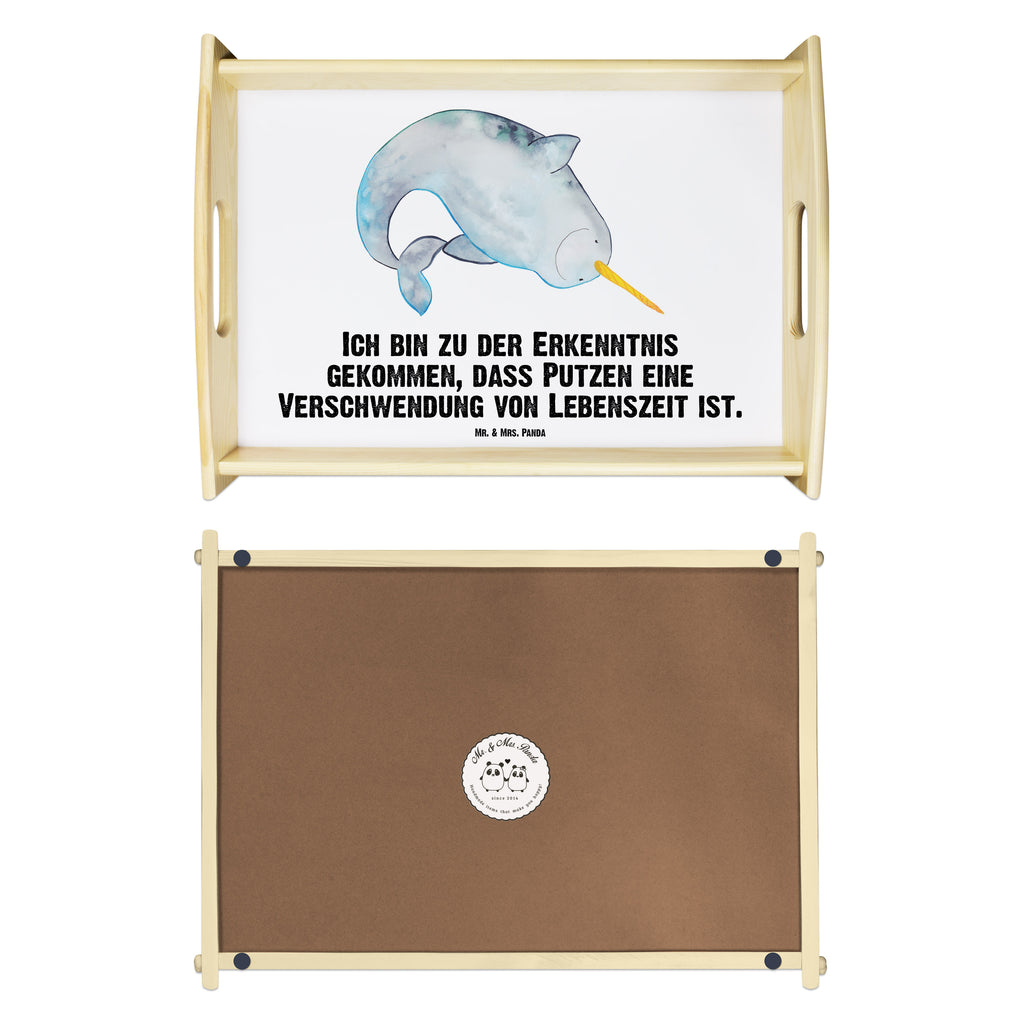 Serviertablett Narwal Tablett, Holztablett, Küchentablett, Dekotablett, Frühstückstablett, Meerestiere, Meer, Urlaub, Narwal, Wal, Putzen, Hausfrau, Junggesellin, aufräumen, Kinderzimmer