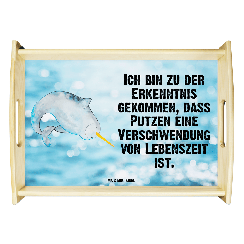 Serviertablett Narwal Tablett, Holztablett, Küchentablett, Dekotablett, Frühstückstablett, Meerestiere, Meer, Urlaub, Narwal, Wal, Putzen, Hausfrau, Junggesellin, aufräumen, Kinderzimmer