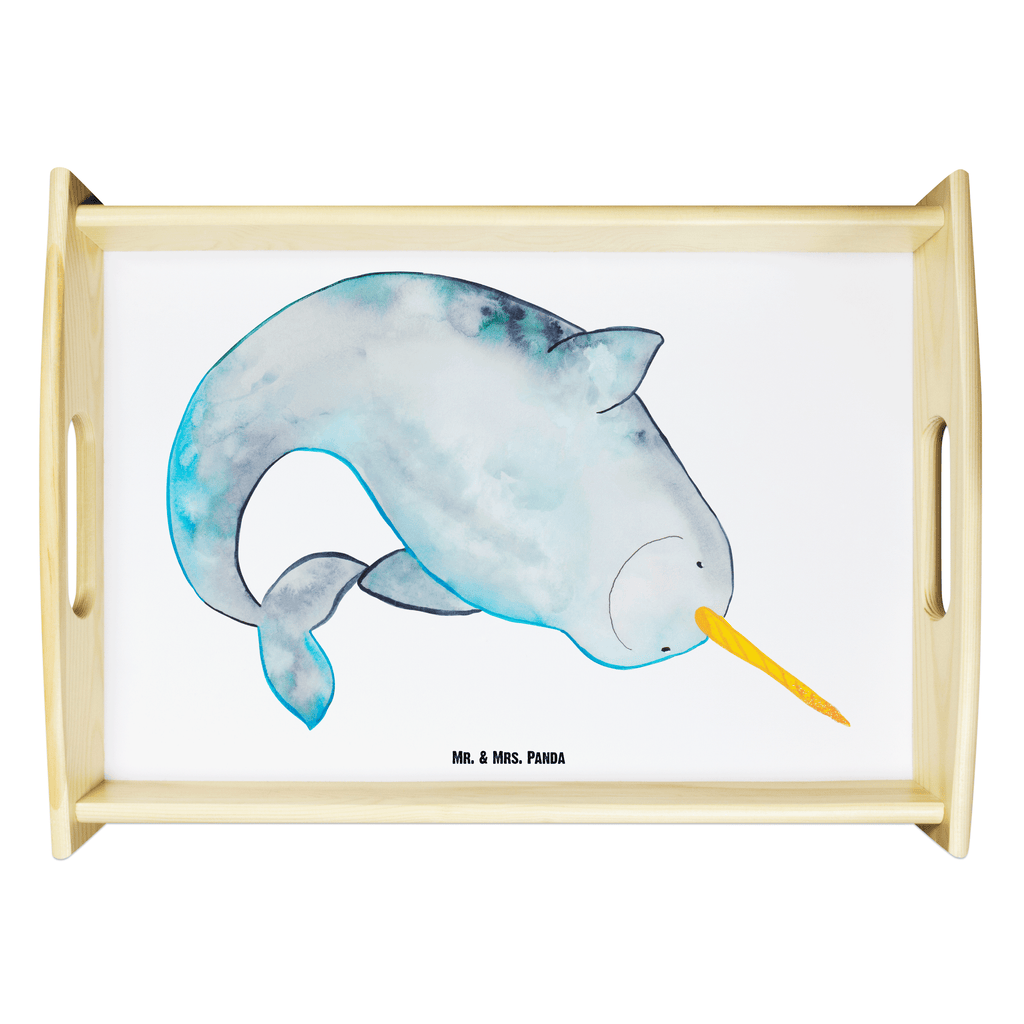 Serviertablett Narwal Tablett, Holztablett, Küchentablett, Dekotablett, Frühstückstablett, Meerestiere, Meer, Urlaub, Narwal, Wal, Putzen, Hausfrau, Junggesellin, aufräumen, Kinderzimmer