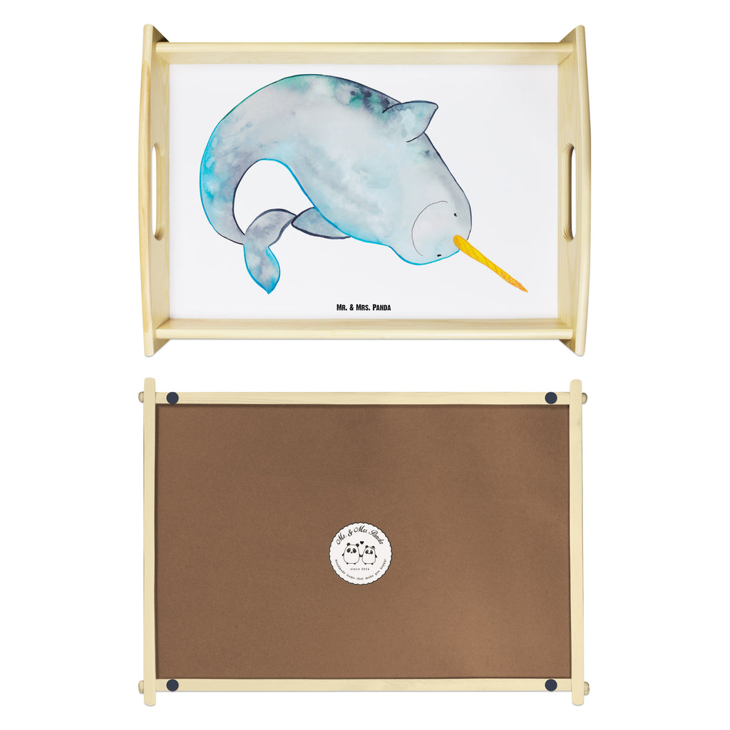 Serviertablett Narwal Tablett, Holztablett, Küchentablett, Dekotablett, Frühstückstablett, Meerestiere, Meer, Urlaub, Narwal, Wal, Putzen, Hausfrau, Junggesellin, aufräumen, Kinderzimmer