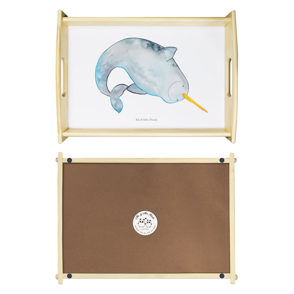 Serviertablett Narwal Tablett, Holztablett, Küchentablett, Dekotablett, Frühstückstablett, Meerestiere, Meer, Urlaub, Narwal, Wal, Putzen, Hausfrau, Junggesellin, aufräumen, Kinderzimmer