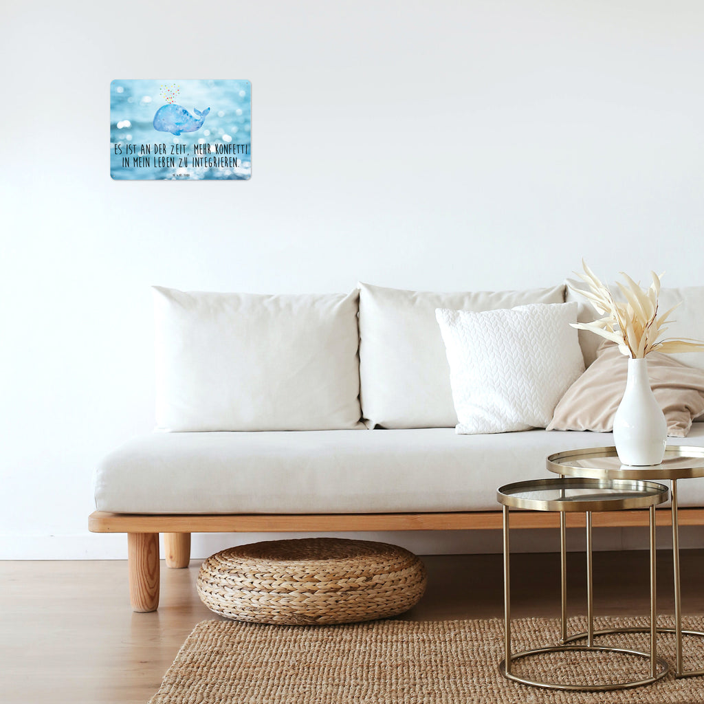Blechschild Wal Konfetti Wal, Konfetti, Wale, Motivation, Neuanfang, Trennung, Diät, Abnehmen, Neustart, Lebensabschnitt, Geburtstag,  Blechschild, Metallschild, Geschenk Schild, Schild, Magnet-Metall-Schild, Deko Schild, Wandschild, Wand-Dekoration, Türschild, Wandschild, Metallschild  Meerestiere, Meer, Urlaub