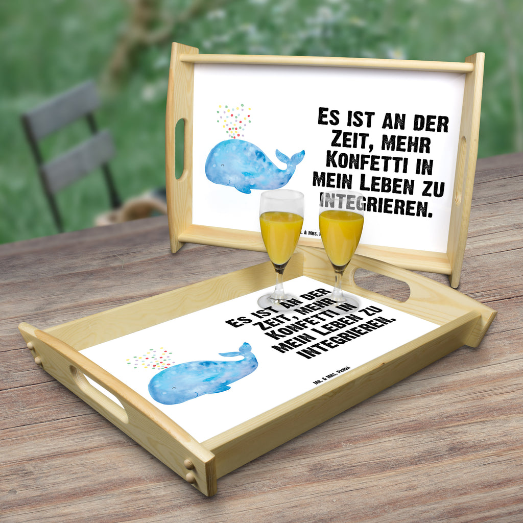 Serviertablett Wal Konfetti Tablett, Holztablett, Küchentablett, Dekotablett, Frühstückstablett, Meerestiere, Meer, Urlaub, Wal, Konfetti, Wale, Motivation, Neuanfang, Trennung, Diät, Abnehmen, Neustart, Lebensabschnitt, Geburtstag