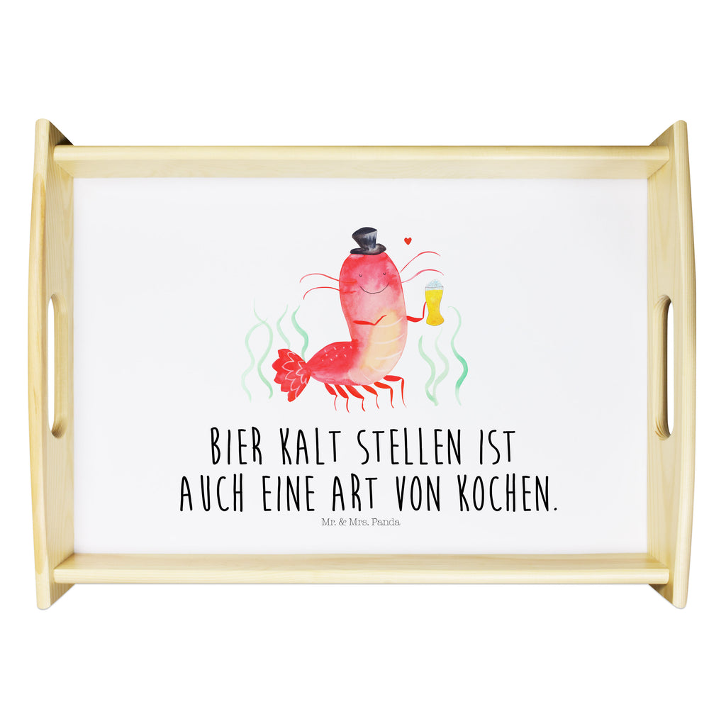 Serviertablett Hummer mit Weizen Tablett, Holztablett, Küchentablett, Dekotablett, Frühstückstablett, Meerestiere, Meer, Urlaub, Garnele, Garnelen, Bier, Kochen, Männerhaushalt, Junggeselle, Junggesellin, Bierliebhaber, Kneipe, Gasthaus, Wirtschaft