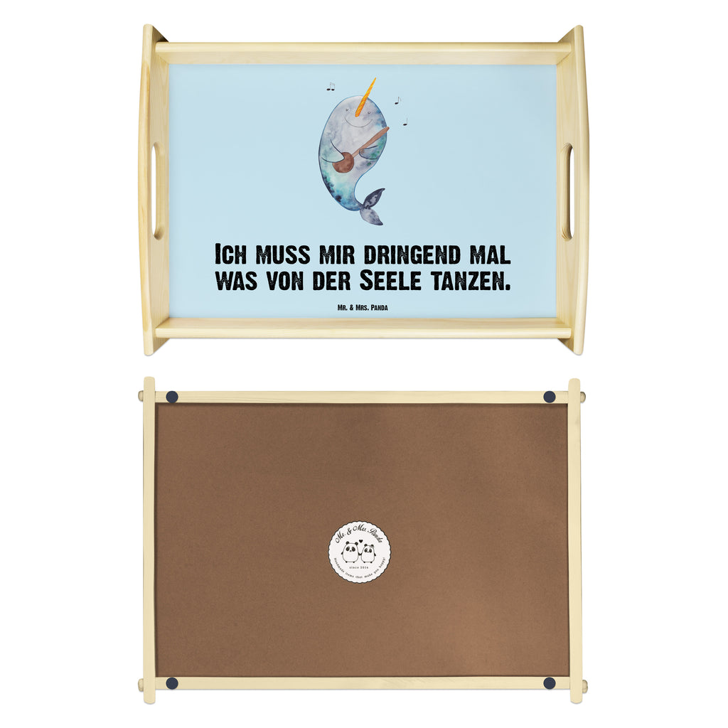 Serviertablett Narwal Gitarre Tablett, Holztablett, Küchentablett, Dekotablett, Frühstückstablett, Meerestiere, Meer, Urlaub, Narwal, Wal, Tanzen, Probleme, Problemlösung, Frust, Gespräche, Gitarre