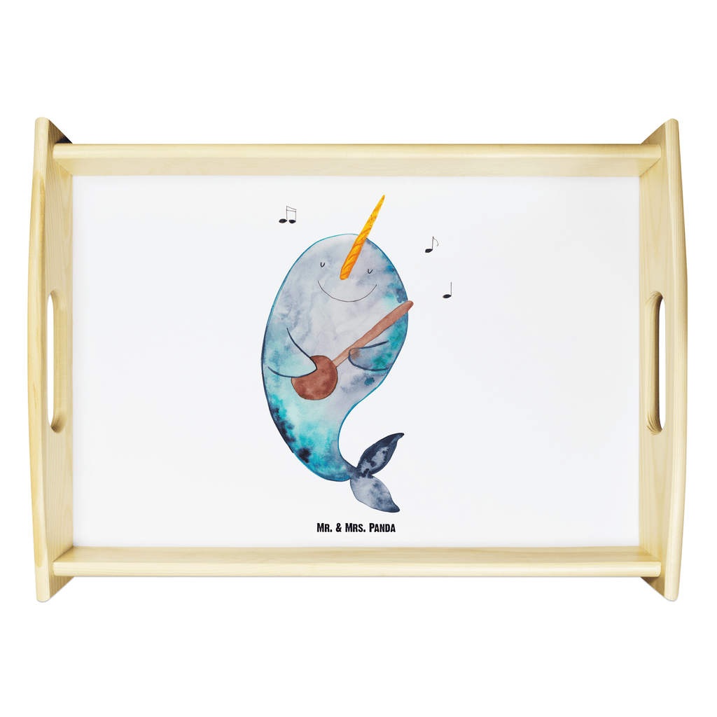 Serviertablett Narwal Gitarre Tablett, Holztablett, Küchentablett, Dekotablett, Frühstückstablett, Meerestiere, Meer, Urlaub, Narwal, Wal, Tanzen, Probleme, Problemlösung, Frust, Gespräche, Gitarre
