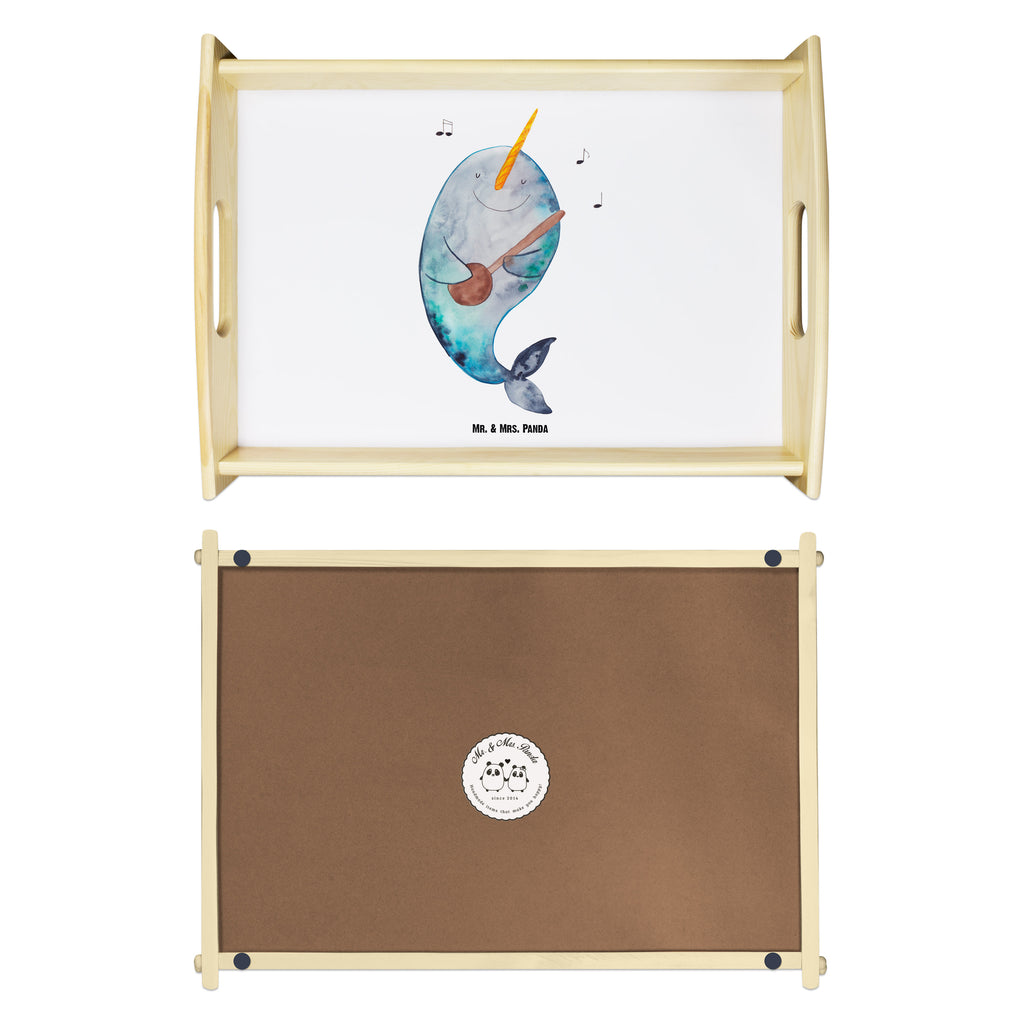 Serviertablett Narwal Gitarre Tablett, Holztablett, Küchentablett, Dekotablett, Frühstückstablett, Meerestiere, Meer, Urlaub, Narwal, Wal, Tanzen, Probleme, Problemlösung, Frust, Gespräche, Gitarre