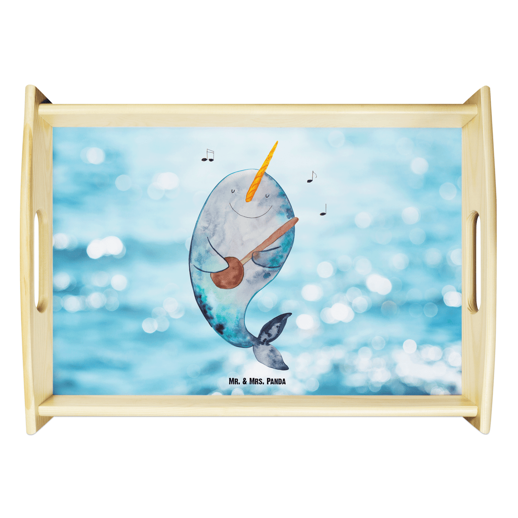 Serviertablett Narwal Gitarre Tablett, Holztablett, Küchentablett, Dekotablett, Frühstückstablett, Meerestiere, Meer, Urlaub, Narwal, Wal, Tanzen, Probleme, Problemlösung, Frust, Gespräche, Gitarre