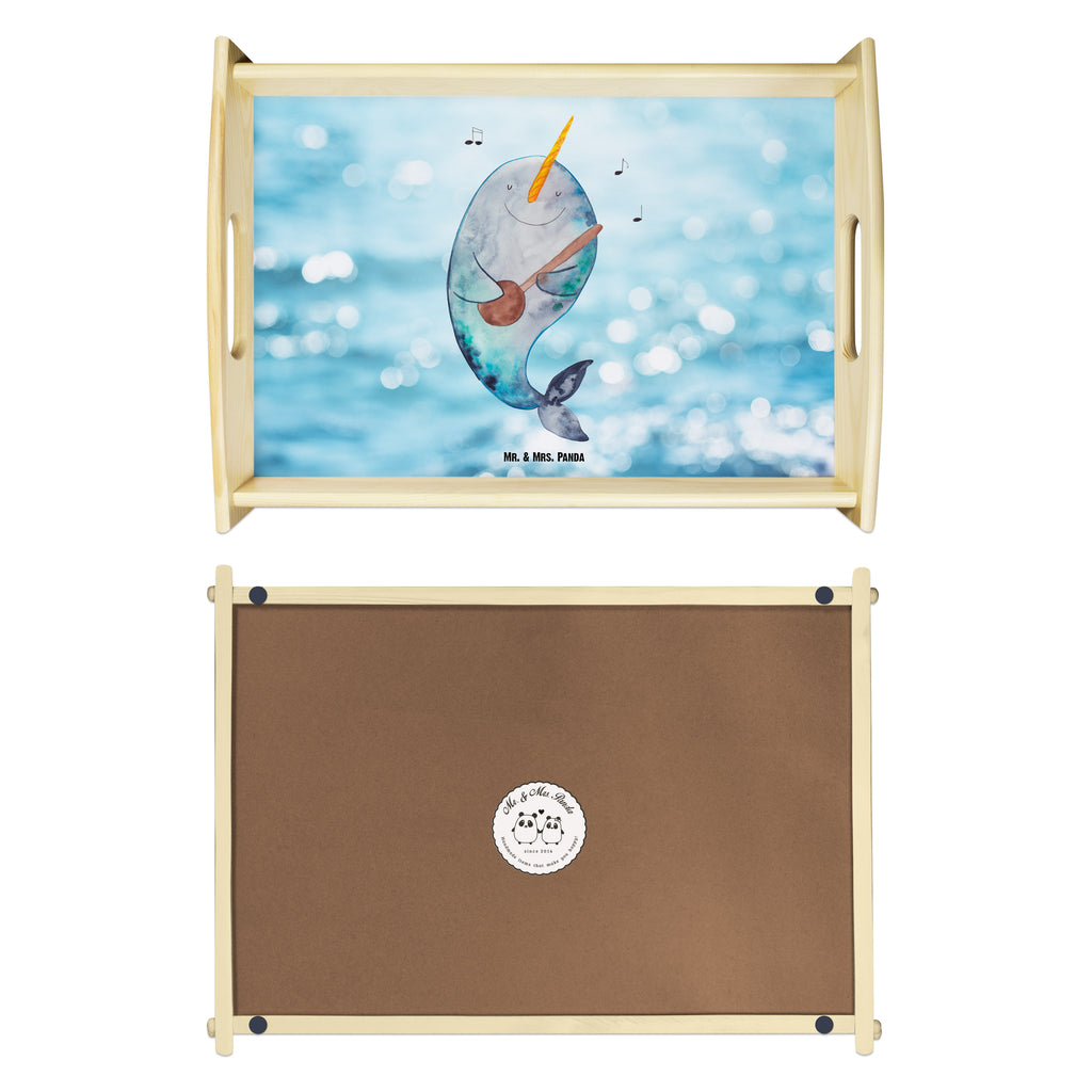 Serviertablett Narwal Gitarre Tablett, Holztablett, Küchentablett, Dekotablett, Frühstückstablett, Meerestiere, Meer, Urlaub, Narwal, Wal, Tanzen, Probleme, Problemlösung, Frust, Gespräche, Gitarre