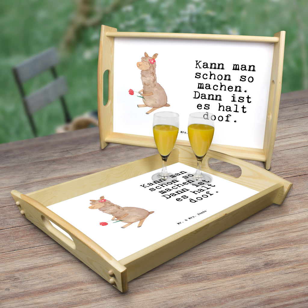 Serviertablett Alpaka Blume Tablett, Holztablett, Küchentablett, Dekotablett, Frühstückstablett, Alpaka, Lama, Blume, Lamas, Alpaka Zitat, Alpaka Spruch, Alpaka Dekor, Alpaka Geschenk, Alpaka Dekoration, Alpaka Witz, Motiv Alpaka