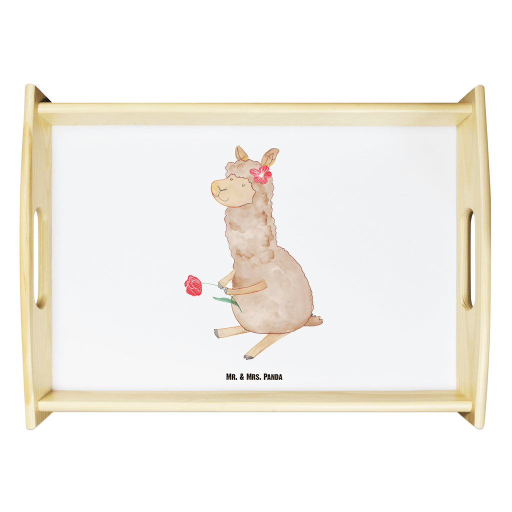 Serviertablett Alpaka Blume Tablett, Holztablett, Küchentablett, Dekotablett, Frühstückstablett, Alpaka, Lama, Blume, Lamas, Alpaka Zitat, Alpaka Spruch, Alpaka Dekor, Alpaka Geschenk, Alpaka Dekoration, Alpaka Witz, Motiv Alpaka