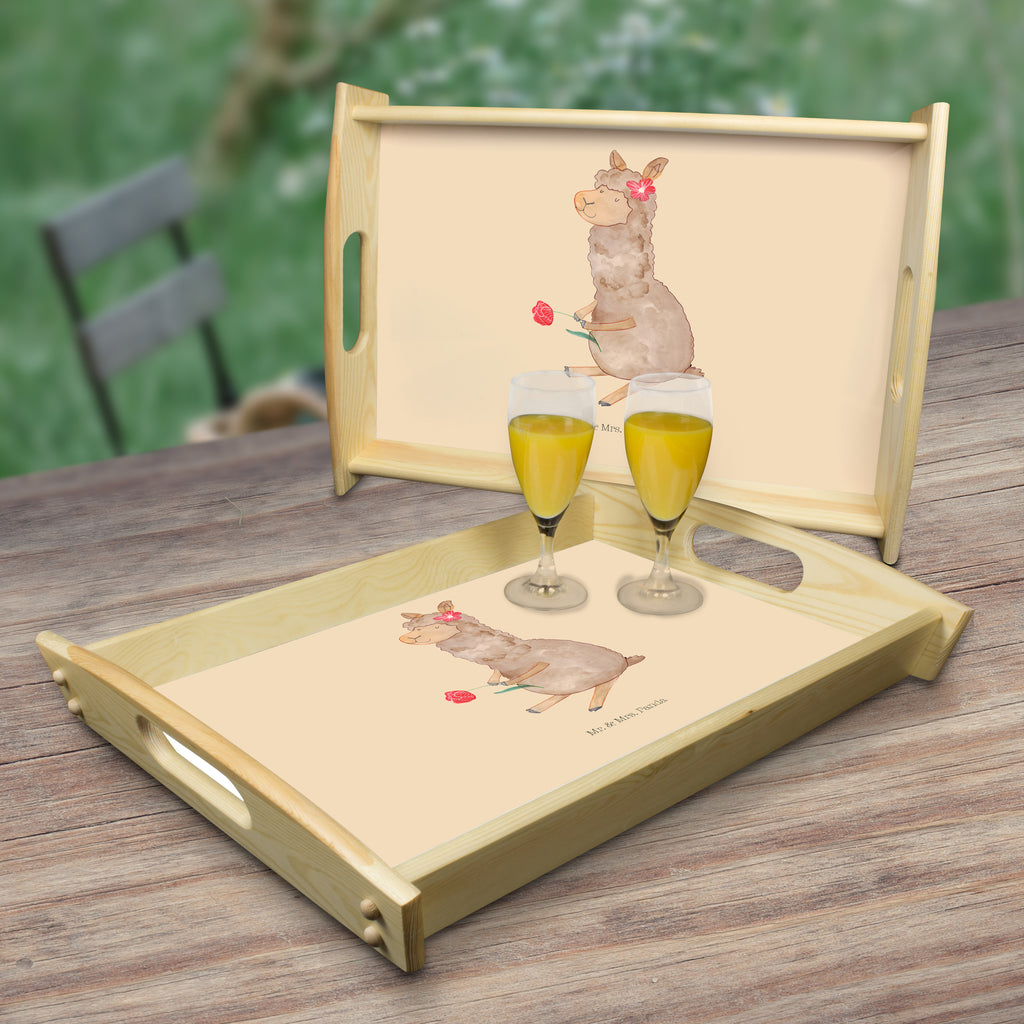 Serviertablett Alpaka Blume Tablett, Holztablett, Küchentablett, Dekotablett, Frühstückstablett, Alpaka, Lama, Blume, Lamas, Alpaka Zitat, Alpaka Spruch, Alpaka Dekor, Alpaka Geschenk, Alpaka Dekoration, Alpaka Witz, Motiv Alpaka