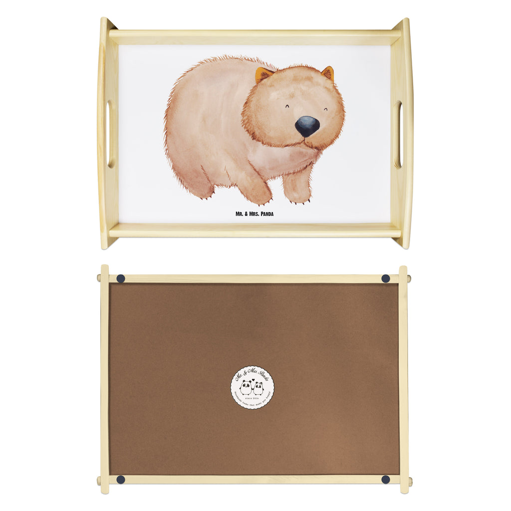 Serviertablett Wombat Tablett, Holztablett, Küchentablett, Dekotablett, Frühstückstablett, Tiermotive, Gute Laune, lustige Sprüche, Tiere, Wombat, Das Leben ist schön, Motivation, Spruch, Australien