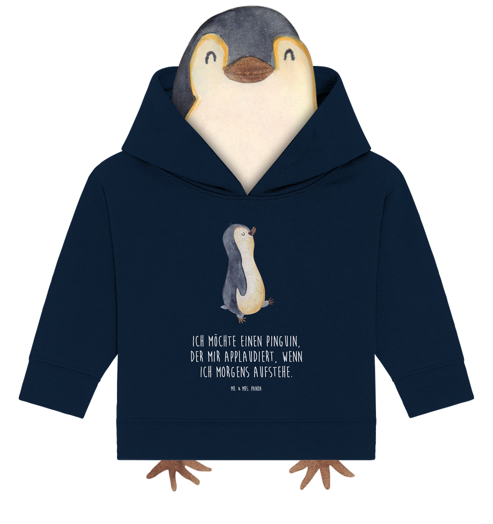 Organic Baby Hoodie Pinguin marschierend Baby Kapuzenshirt, Baby Kapuzensweatshirt, Baby Hoodie, Baby Pullover, Pinguin, Pinguine, Frühaufsteher, Langschläfer, Bruder, Schwester, Familie