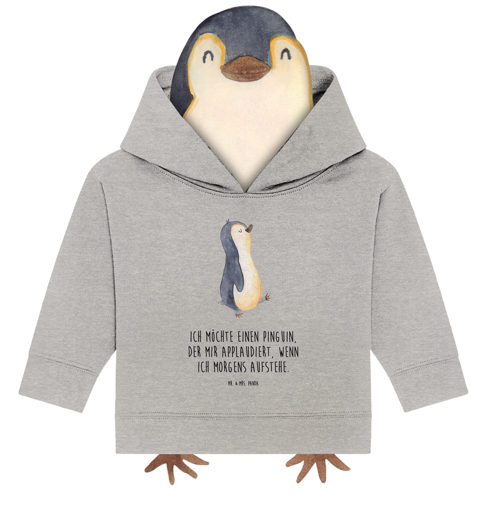 Organic Baby Hoodie Pinguin marschierend Baby Kapuzenshirt, Baby Kapuzensweatshirt, Baby Hoodie, Baby Pullover, Pinguin, Pinguine, Frühaufsteher, Langschläfer, Bruder, Schwester, Familie