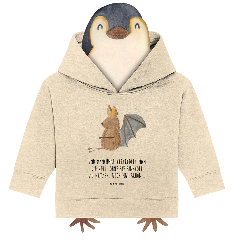 Organic Baby Hoodie Fledermaus sitzend Baby Kapuzenshirt, Baby Kapuzensweatshirt, Baby Hoodie, Baby Pullover, Tiermotive, Gute Laune, lustige Sprüche, Tiere, Fledermaus, Fledermäuse, Motivation, entspannen