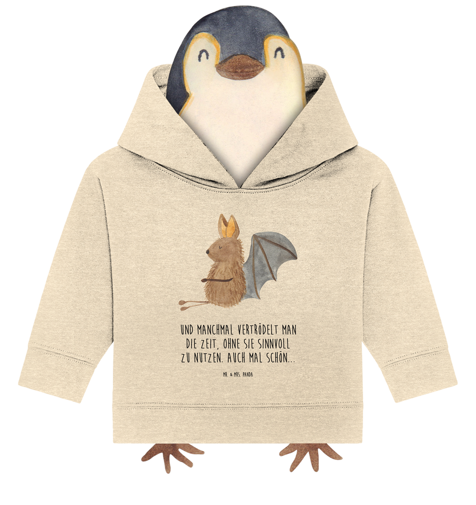 Organic Baby Hoodie Fledermaus sitzend Baby Kapuzenshirt, Baby Kapuzensweatshirt, Baby Hoodie, Baby Pullover, Tiermotive, Gute Laune, lustige Sprüche, Tiere, Fledermaus, Fledermäuse, Motivation, entspannen