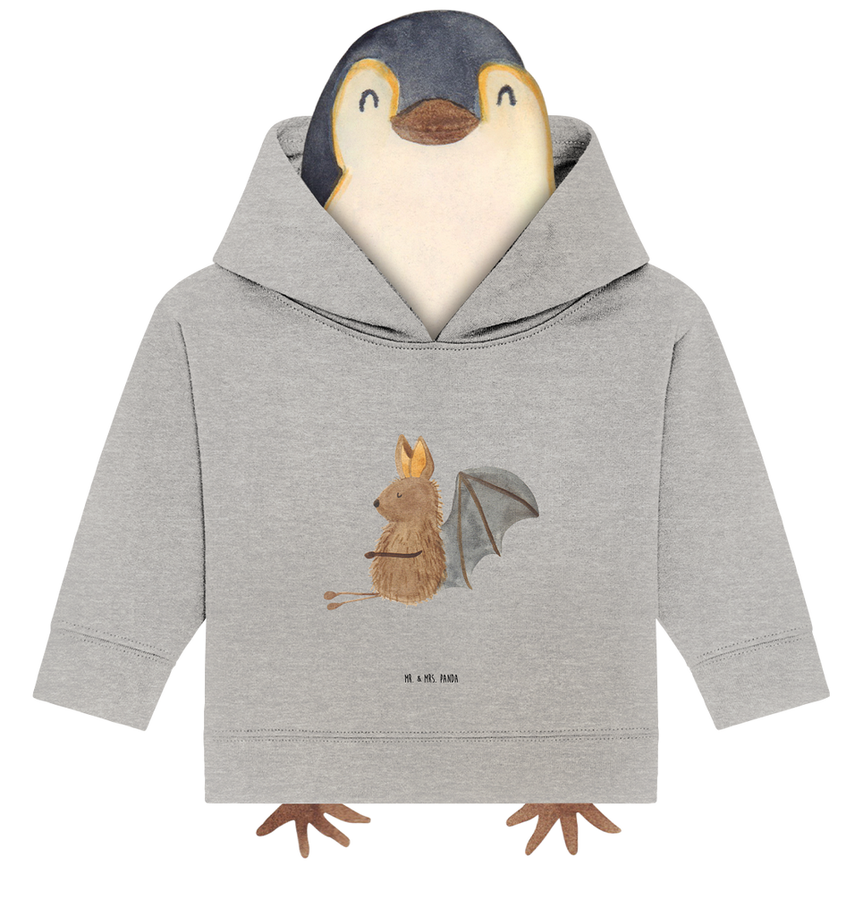 Organic Baby Hoodie Fledermaus sitzend Baby Kapuzenshirt, Baby Kapuzensweatshirt, Baby Hoodie, Baby Pullover, Tiermotive, Gute Laune, lustige Sprüche, Tiere, Fledermaus, Fledermäuse, Motivation, entspannen