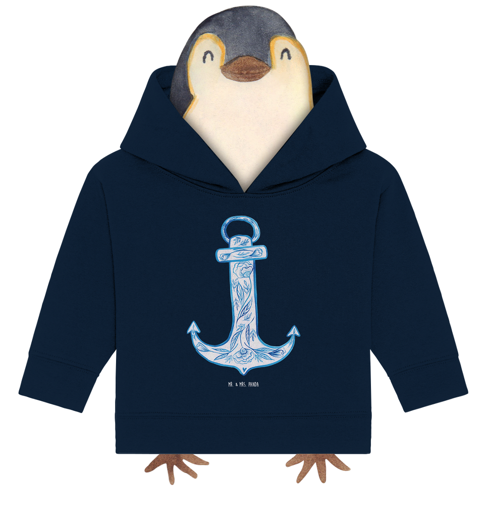 Organic Baby Hoodie Anker Blau Baby Kapuzenshirt, Baby Kapuzensweatshirt, Baby Hoodie, Baby Pullover, Tiermotive, Gute Laune, lustige Sprüche, Tiere