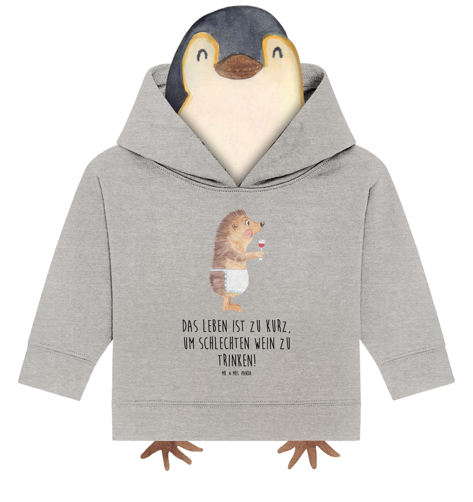 Organic Baby Hoodie Igel mit Wein Baby Kapuzenshirt, Baby Kapuzensweatshirt, Baby Hoodie, Baby Pullover, Tiermotive, Gute Laune, lustige Sprüche, Tiere, Wein Spruch, Igel, Geschenk Weintrinker, Geschenk Weinliebhaber, Wein Deko, Weinglas, Rotwein, Weißwein, Wein trinken