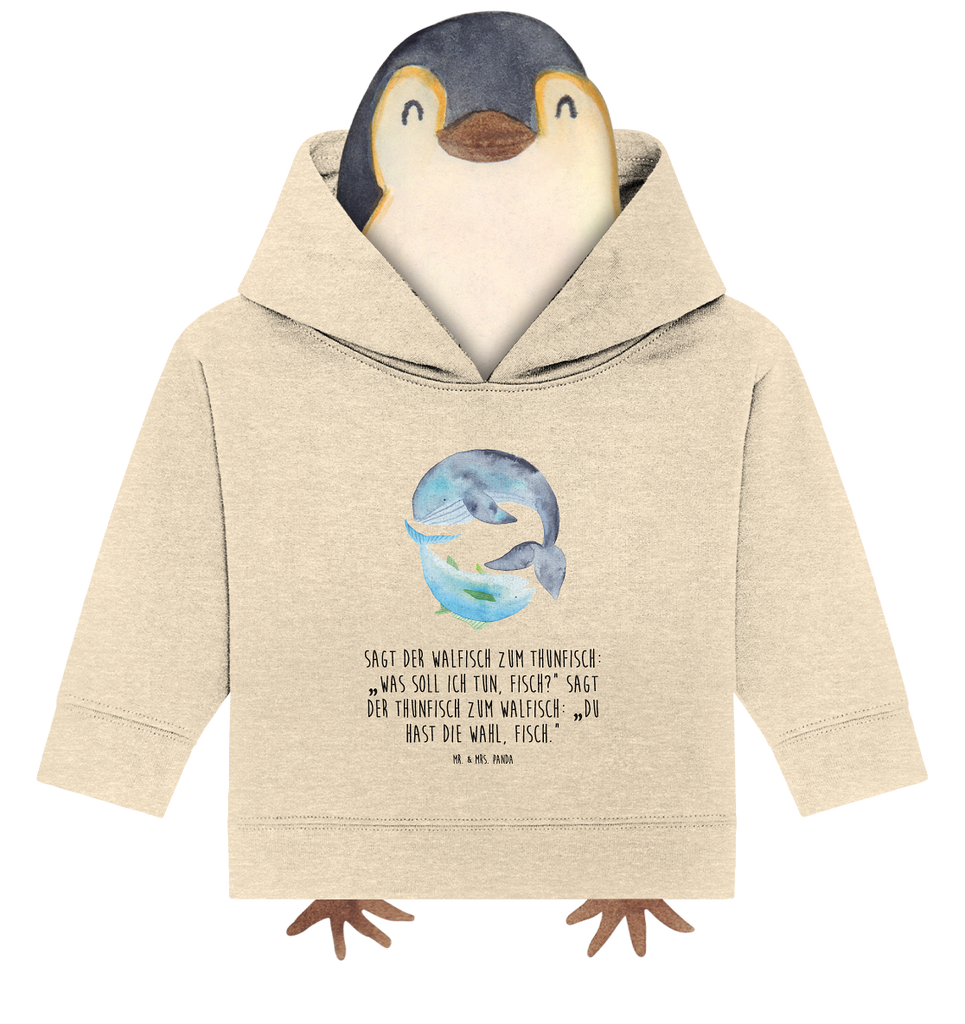 Organic Baby Hoodie Walfisch & Thunfisch Baby Kapuzenshirt, Baby Kapuzensweatshirt, Baby Hoodie, Baby Pullover, Tiermotive, Gute Laune, lustige Sprüche, Tiere, Wal, Wahl, Tunfisch, Wortwitz lustig, Spruch lustig, Flachwitz, Witz, Spruch des Tages, Flachwitz Geschenk