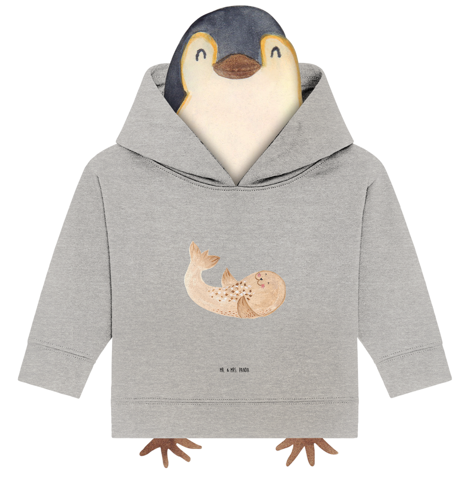 Organic Baby Hoodie Robbe liegend Baby Kapuzenshirt, Baby Kapuzensweatshirt, Baby Hoodie, Baby Pullover, Tiermotive, Gute Laune, lustige Sprüche, Tiere, Robbe, Robben, Seehund, Strand, Meerestier, Ostsee, Nordsee, Lachen, Freude