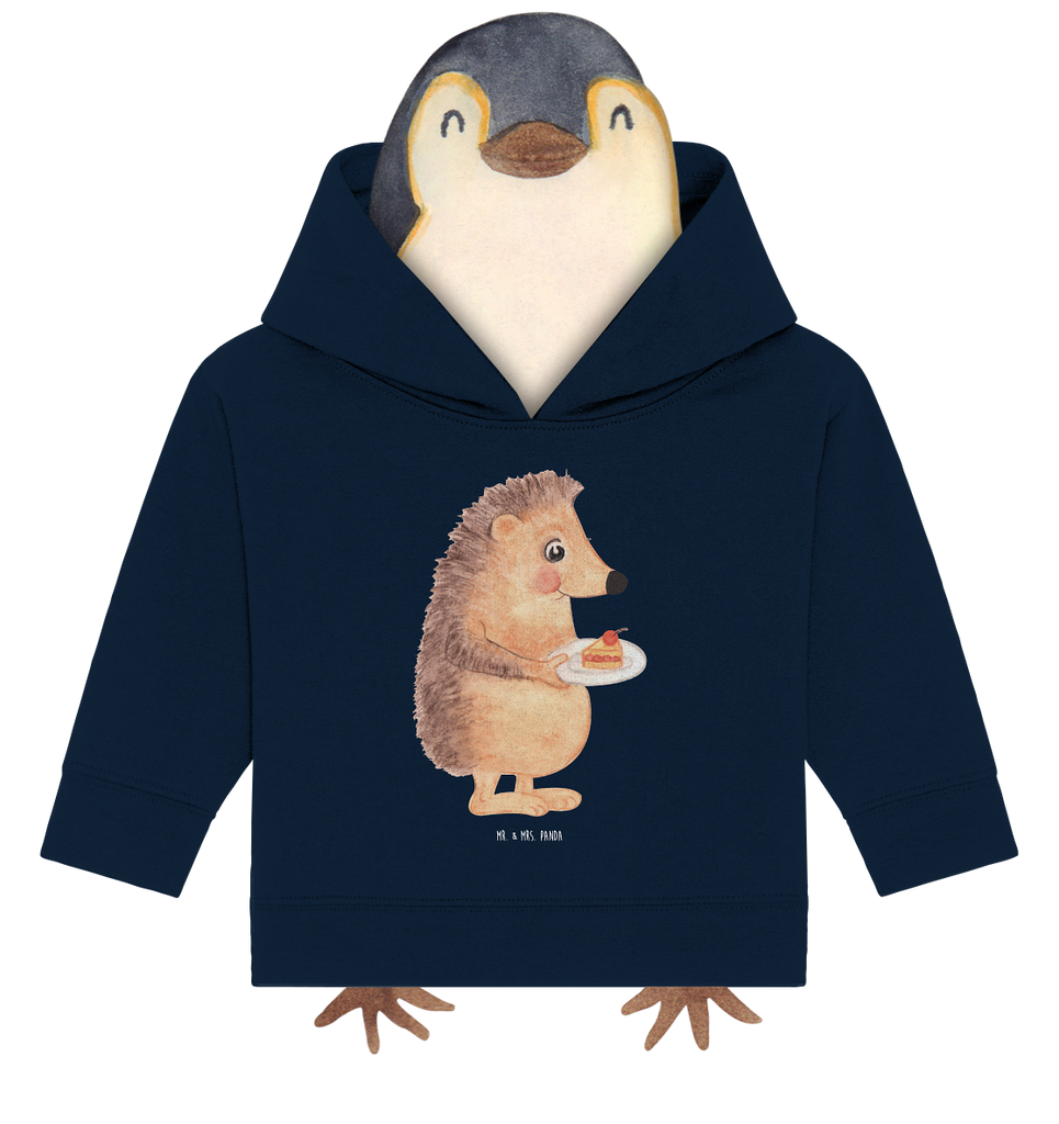 Organic Baby Hoodie Igel mit Kuchenstück Baby Kapuzenshirt, Baby Kapuzensweatshirt, Baby Hoodie, Baby Pullover, Tiermotive, Gute Laune, lustige Sprüche, Tiere, Igel, Essen Spruch, Kuchen, Backen Geschenk, Kuchen backen, Einladung Party, Geburtstagskuchen, Torte