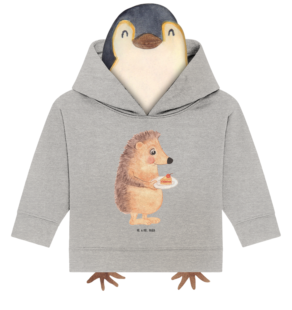 Organic Baby Hoodie Igel mit Kuchenstück Baby Kapuzenshirt, Baby Kapuzensweatshirt, Baby Hoodie, Baby Pullover, Tiermotive, Gute Laune, lustige Sprüche, Tiere, Igel, Essen Spruch, Kuchen, Backen Geschenk, Kuchen backen, Einladung Party, Geburtstagskuchen, Torte