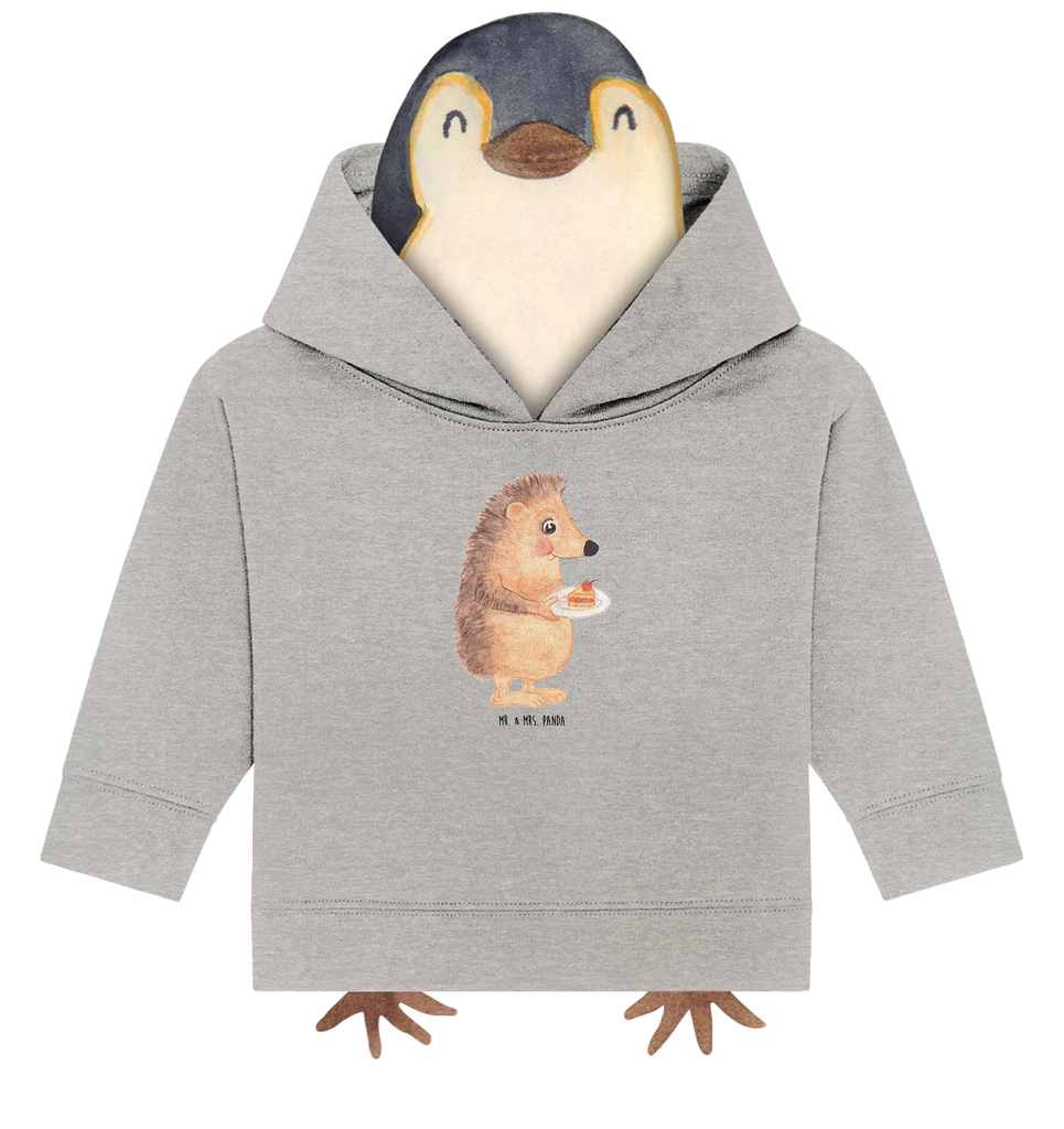Organic Baby Hoodie Igel mit Kuchenstück Baby Kapuzenshirt, Baby Kapuzensweatshirt, Baby Hoodie, Baby Pullover, Tiermotive, Gute Laune, lustige Sprüche, Tiere, Igel, Essen Spruch, Kuchen, Backen Geschenk, Kuchen backen, Einladung Party, Geburtstagskuchen, Torte