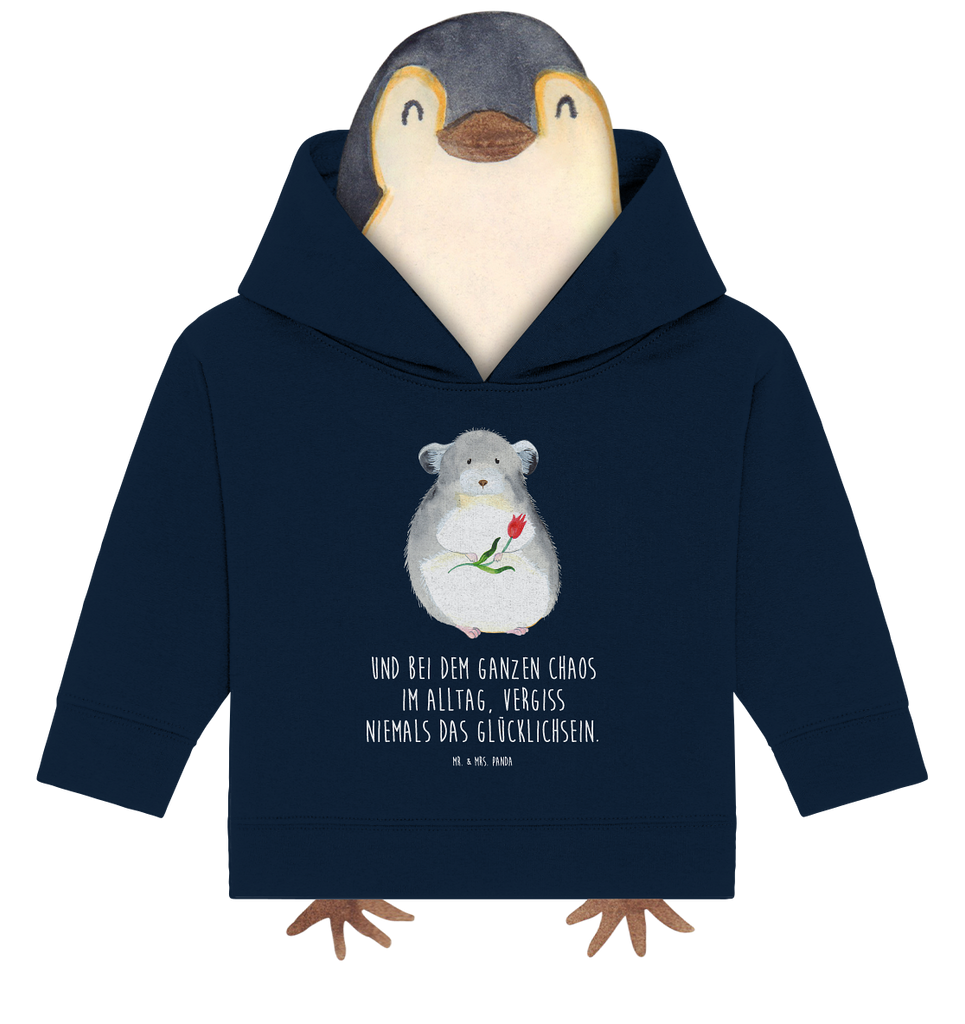 Organic Baby Hoodie Chinchilla mit Blume Baby Kapuzenshirt, Baby Kapuzensweatshirt, Baby Hoodie, Baby Pullover, Tiermotive, Gute Laune, lustige Sprüche, Tiere, Chinchilla, Chinchillas, Liebeskummer, Kummer, Depressionen, traurig sein, Chaos, Glücklichsein, Büro, Büroalltag