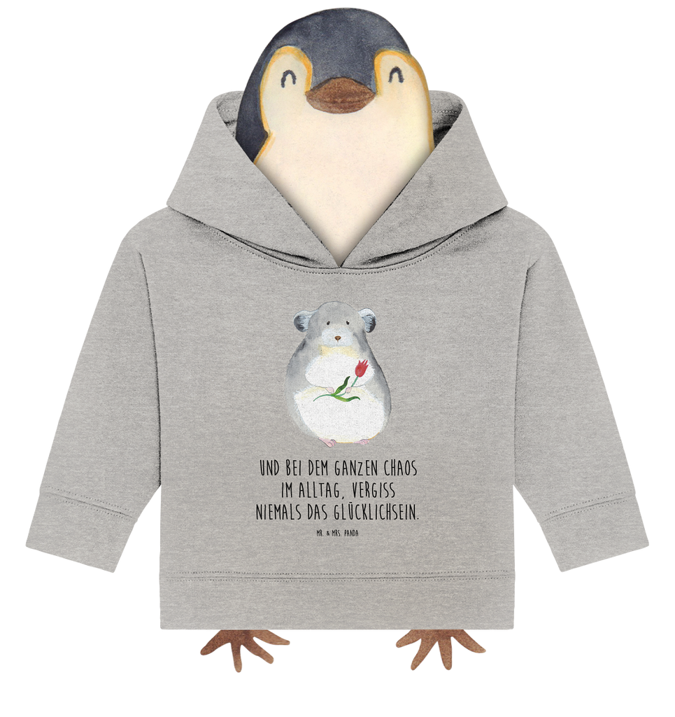 Organic Baby Hoodie Chinchilla mit Blume Baby Kapuzenshirt, Baby Kapuzensweatshirt, Baby Hoodie, Baby Pullover, Tiermotive, Gute Laune, lustige Sprüche, Tiere, Chinchilla, Chinchillas, Liebeskummer, Kummer, Depressionen, traurig sein, Chaos, Glücklichsein, Büro, Büroalltag