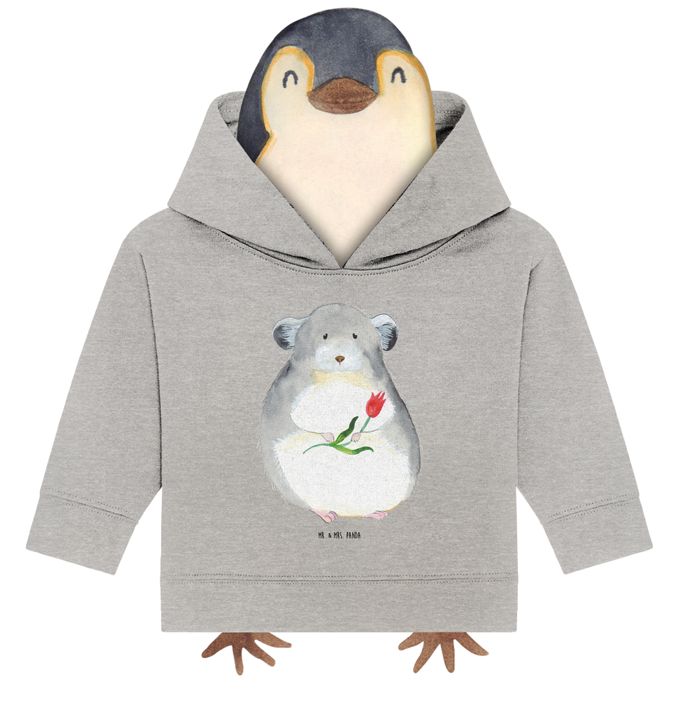 Organic Baby Hoodie Chinchilla mit Blume Baby Kapuzenshirt, Baby Kapuzensweatshirt, Baby Hoodie, Baby Pullover, Tiermotive, Gute Laune, lustige Sprüche, Tiere, Chinchilla, Chinchillas, Liebeskummer, Kummer, Depressionen, traurig sein, Chaos, Glücklichsein, Büro, Büroalltag