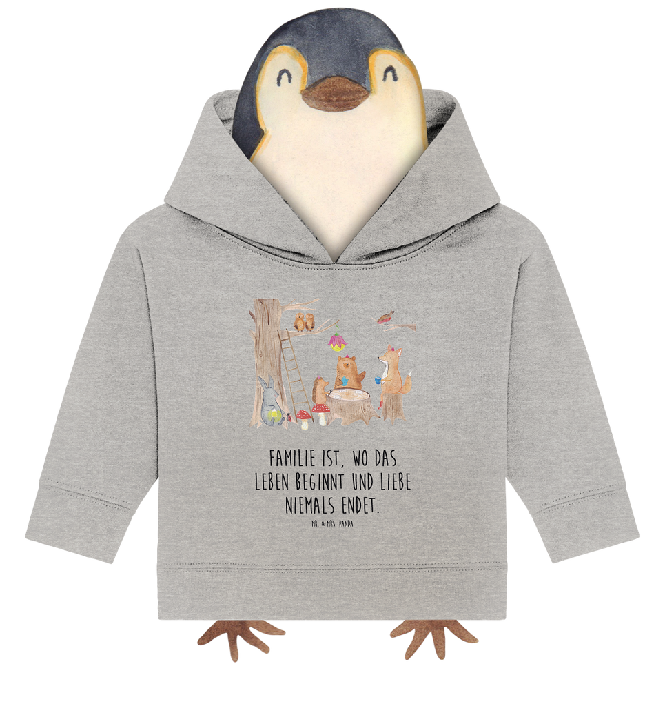Organic Baby Hoodie Waldtiere Picknick Bio, Baby Kapuzenshirt, Baby Kapuzensweatshirt, Baby Hoodie, Baby Pullover, süße Tiermotive, gute Laune, lustige Sprüche, Tiere, Waldtiere, Picknick, Wald, Fuchs, Hase, Igel, Maus, Eichhörnchen
